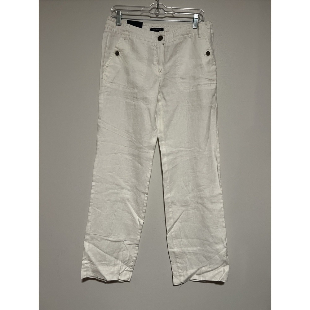 Tommy Hilfiger Womens New $79 100% Linen Straight Leg Pants 6 NWT